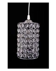 Lámpara colgante cilíndrica de cristal con acabado plateado/cromado - Product Image 1