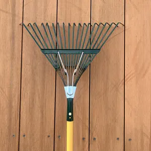 花园手耙18钢尖耐用硬木替换手柄，用于叶耙堆场清理安全弹簧钢耙尖齿