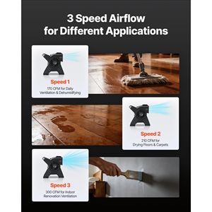 Ventilateur Soufflant Portable Haute Vitesse 13'' 300 CFM 3 Vitesses Débit d'Air Multi-Angles Léger Ventilateur de Sol Utilitaire Gestion du Débit d'Air - Product Image 4