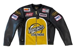 เสื้อแจ็คเก็ตมอเตอร์ไซค์ Vanson หนังวัวแท้ สีดำและเหลือง - Product Image 1
