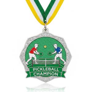 เหรียญรางวัลงานแข่งขัน พิมพ์ลาย UV เคลือบทอง ประดับกลิตเตอร์  สำหรับกีฬาพิคเคิลบอล - Product Image 2