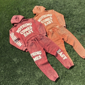 Ensemble de survêtement vintage brodé personnalisé pour homme, coupe-vent, écologique, épais, avec veste et pantalon de sport, effet délavé - Product Image 3