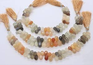 ลูกปัดมูนสโตนทรงหยดน้ำเจียระไนหลายเหลี่ยม AAA Natural ขนาด 7x11-8x12 มม. ลูกปัดพลอยมูนสโตนหลากสี ขนาด 8 นิ้ว ทรงหยดน้ำเจียระไน - Product Image 2