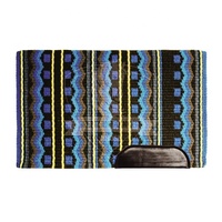 Tapis de selle en coton à motif géométrique coloré de style western avec doublure en polaire pour la course hippique, confortable