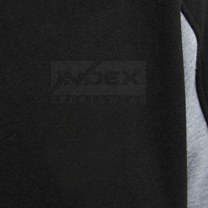 Men's Hooded <b>Sweatshirt</b> Color Blocking Grey <b>Black</b> Regular Fit Casual Autumn Wear With Pocket Knitted French Terry - Product Image 3