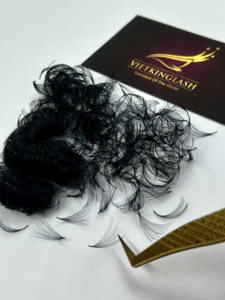 Extensiones de Pestañas Pre-fabricadas Vietnam 10D-20D, Fans de Pestañas Promade con Base Puntiaguda, Bandejas de Pestañas de Cachemira Negro Mate, Caja Ecológica - Product Image 2