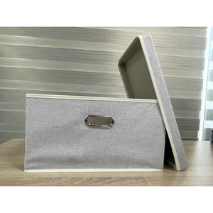 Caja de Almacenamiento Plegable de Tela Beige MA49, 45x35x24cm, 1.3kg, para Organizar Ropa, Juguetes y Accesorios en el Armario o la Sala de Estar - Product Image 3