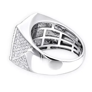 Anillo de Diamantes EtherStar de 1.25ct para Hombre, Oro, Corte Cuadrado, Halo, Pavé, Diseño Iced Out, Tipo Signet - Product Image 3