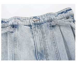 Jean taille haute à jambe large pour femme grande taille, couleur unie, style décontracté automne, coupe ample, longueur complète, en coton - Product Image 6