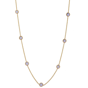 สร้อยคอทองคำแท้ 18K ชุบทองคำชมพู ประดับไพลินสีน้ำเงินและเพชร - Product Image 2