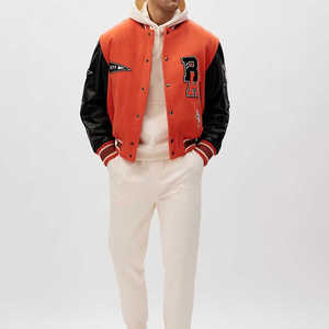 Fabricant OEM, veste de baseball bomber en cuir personnalisée de haute qualité avec broderie en chenille pour hommes, style universitaire, veste varsity courte - Product Image 3