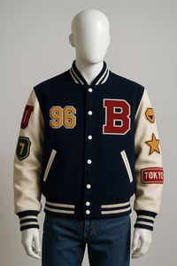 Wholesale Custom Letterman <b>Jackets</b> Men Embroidered Varsity <b>Jacket</b> <b>Leather</b> Sleeves Streetwear College <b>Jackets</b> OEM - Product Image 5