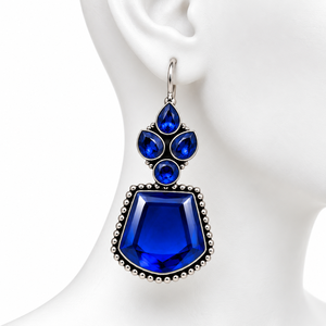 Boucles d'oreilles pendantes en pierre bleue |   Vente en gros directe d'usine de bijoux de mode |   OEM ODM Personnalisé - Product Image 1