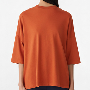 Camiseta Personalizada de Cuello Redondo para Mujer, Verano, 220 g/m², 100% Algodón Transpirable, Logos Bordados Personalizados, Apliques - Product Image 5