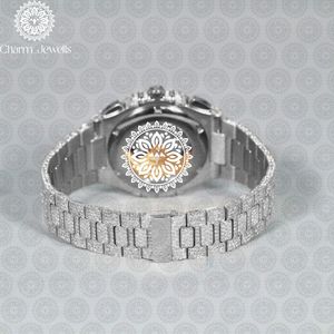 Montre de Luxe Charm Jewells en Acier Inoxydable, Boîtier 40mm, Verre Mécanique Lumineux, Style Hip Hop Élégant, Bracelet Unisexe 20mm, Étanchéité 10 Bar - Product Image 3