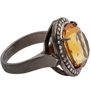 Memoria Jewels Natural <b>Citrine</b> Gemstone 925 Solid Sterling Silver Prong Set Black Rhodium Plated Handmade <b>Rings</b> Jewelry - Product Image 6