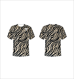 Camiseta de Manga Corta con Estampado de Rayas de Tigre para Hombre, Cuello Redondo, Corte Regular Informal, Transpirable, de Poliéster Tejido - Product Image 1