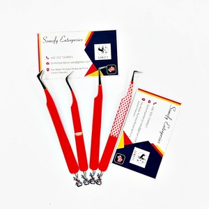 Pince à cils Somofy Enterprises, design inférieur, acier inoxydable rouge, pointe lisse, longueur 10 mm, prise en main parfaite, ensemble de précision personnalisé - Product Image 1