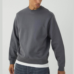 Sudadera de Hombre de Alta Calidad, Color Gris Básico, Corte Regular, Tejido Interlock Grueso, Cuello Redondo, Talla Grande, Sudadera Personalizada de Mezcla de Algodón - Product Image 1