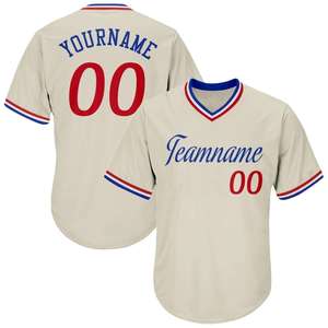 Camiseta de Béisbol Personalizada Unisex para Adultos, Manga Corta, Cuello en V, Nombre del Equipo 00, Bordado Tackle Twill, Transpirable, Poliéster - Product Image 1