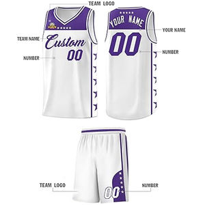 Conjunto de Camisetas y Pantalones Cortos de Baloncesto Personalizados, Logotipo Personalizado del Equipo del Club Universitario, Número y Nombre, Ropa Deportiva para Gimnasio y Entrenamiento, 100% Poliéster - Product Image 3