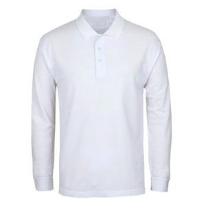 Men Long Sleeve <b>Polo</b> <b>Shirt</b> Cotton Pique Solid <b>Orange</b> Casual Button Down Regular Fit Knitted Fabric Anti Shrink - Product Image 5