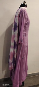 Kurta en coton pour femmes, longueur au sol, coupe ample, traditionnel, violet, brodé, vêtements décontractés indiens - Product Image 4