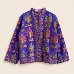 Veste matelassée en velours brodée Suzani faite à la main pour femme, doublée en coton, style bohème artisanal, idéale pour le printemps, l'automne et l'hiver – Cadeau - Product Image 1