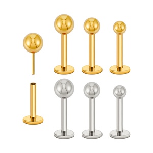18G/16G ASTM F136 titanyum topu dişsiz itme pimi Labret düğme küpe burun Tragus kıkırdak Conch sarmal Piercing takı - Product Image 1