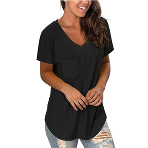 Camiseta de Cuello en V para Mujer, Tela Suave, Agradable al Tacto, Cómoda para Usar Todo el Día, Ligera, Transpirable, Ecológica, con Logotipo Personalizado - Product Image 4