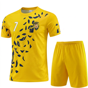 Cristiano <b>Ronaldo</b> Soccer <b>Jersey</b> Set Yellow Navy Plant Print Heat-Transfer Breathable Polyester Men Adult Regular Fit Sleeveless - Product Image 4