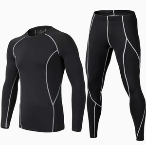 Men's Black <b>Long</b> Sleeve Rash Guard Set With Neon Green <b>Stitching</b> Quick Dry Compression Wear Full Coverage Sport <b>Kit</b> - Product Image 6