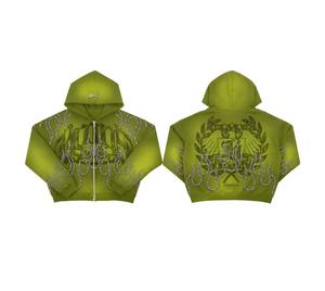 Hoodies OEM personnalisés, fabrication sur mesure, délavage acide, impression en relief, coupe ample, broderie de patchs, strass, fabricants de vêtements sur mesure - Product Image 2