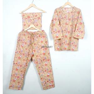 Conjunto de pijamas de algodón 100% con estampado floral para mujer, pijama de manga larga con cuello redondo, ropa de dormir informal para verano y primavera - Product Image 6