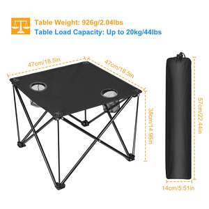 Portable <b>Folding</b> 18.5\" Mini Square Camp <b>Table</b> Pop-<b>Up</b> Setup Ultralight 2 lb Load Capacity 600D Oxford Top Built-in 2 Cup Holders - Product Image 6