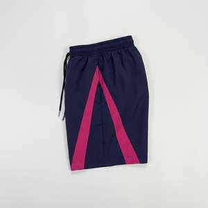 <b>Men's</b> Navy <b>Pink</b> Side Stripe Board <b>Shorts</b> Quick Dry Drawstring Mid Waist Casual Style 100% Polyester - Product Image 3