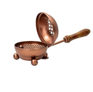 Quemador de incienso de hierro negro hecho a mano de primera calidad con mango y tapa de madera – Rejilla extraíble, 3.15 pulgadas de diámetro, 8.66 pulgadas de longitud - Product Image 2