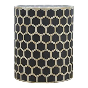 Taburete lateral de madera de diseño moderno hecho a mano con incrustaciones de hueso en zigzag para sala de estar, oficina, baño, hoteles - Product Image 3