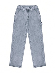 Jean en denim extensible taille mi-haute pour femme, en coton respirant de haute qualité, coupe droite décontractée pour l'hiver, avec poches, longueur intégrale - Product Image 5