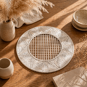 Premium Quality Handmade Raffia Frame Dori <b>Table</b> <b>Mat</b> 38 cm for Dining <b>Table</b> Coffee <b>Table</b> and Home Decor Use Available for Sale - Product Image 5