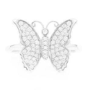 Anillo de mariposa de diamante redondo de corte brillante para mujer, 0,40 CTW, 14k, rosa, blanco, amarillo, oro, mariposa, joyería de diamante para mujer - Product Image 1