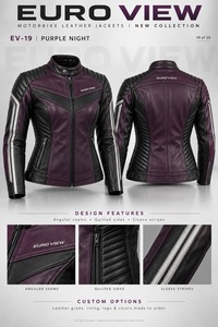 Veste de moto unisexe Euro View en cuir véritable pour l'hiver, respirante, à séchage rapide, doublée de polaire, avec fermeture éclair brodée et fourrure synthétique - Product Image 4