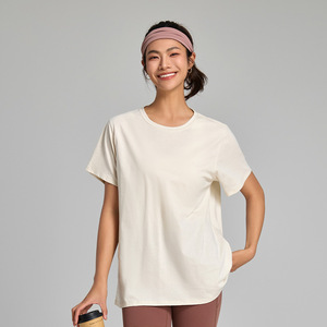 Camiseta de Mujer He She Wears, Color Gris Oscuro, Cuello Redondo, Manga Corta, Corte Holgado, 100% Algodón Jersey, Casual, Transpirable, Bordada, para Primavera - Product Image 4
