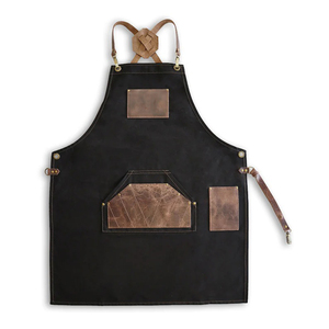 Durable Canvas <b>Bar</b> Worker Uniform Custom Logo Print Embroidery Leather Strap Adjustable Waist Clasp Professional Bartender Bib - Product Image 1