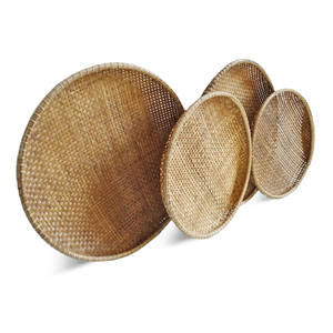 Plateau rond en bambou personnalisé, plateau décoratif tissé, plats de service, ensemble de plateaux de service pour la décoration de la maison, rangement pour plateaux - Product Image 3