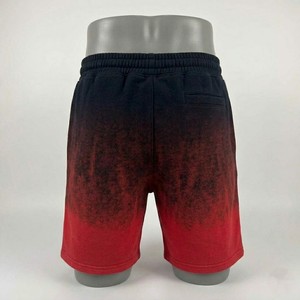 Shorts dégradés texturés noirs et rouges pour hommes, effet vieilli, cordon de serrage, taille élastique, style urbain, été, athlétique, décontracté, faible MOQ - Product Image 5