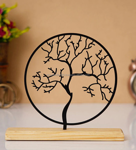 Pièce maîtresse de décoration de table en métal avec arbre séché en métal sur base en bois pour le salon, la chambre à coucher et la décoration intérieure Standard - Product Image 2
