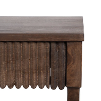 Rustikaler breiter Konsolen tisch aus massivem Holz in dunkelbraunem Finish mit zwei Schubladen Wohnzimmer Home Flur Holz konsolen tisch