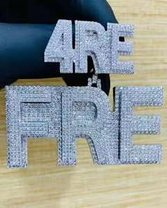 Colgante Personalizado con Letras ARE en Moissanita, Estilo Diamante VVS, Joyería Hip Hop de Lujo, Cadena con Nombre - Product Image 3