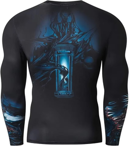 Chemises de rashguard MMA à manches longues personnalisables pour hommes adultes - Spandex/Polyester respirant, séchage rapide, compression, couleurs et tailles personnalisées - Product Image 3